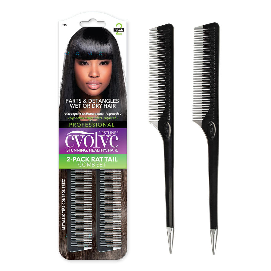 Evolve Rat Tail Comb / 2-Pack - Black
