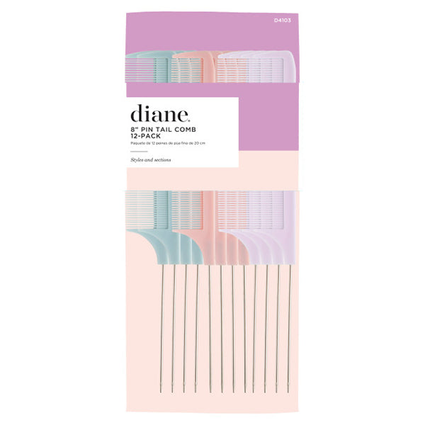 D4103 8" Pin Tail Comb 12-pk Assorted