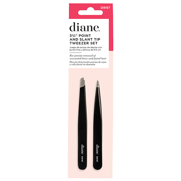 D9197 Slant and Point Tip Tweezers Set 2-pk Black