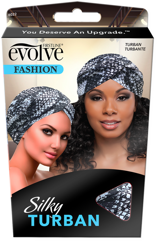 Evolve Silky Turban - Silver Animal Print