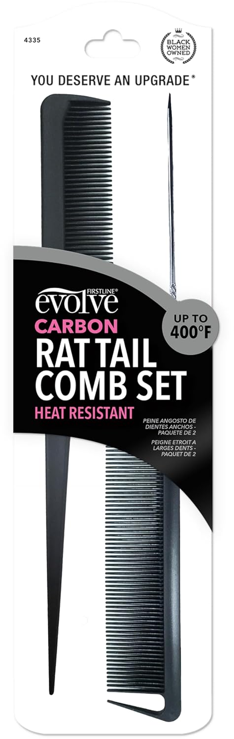 Evolve Heat Resistant Carbon Comb Set / 2-Pack - Black