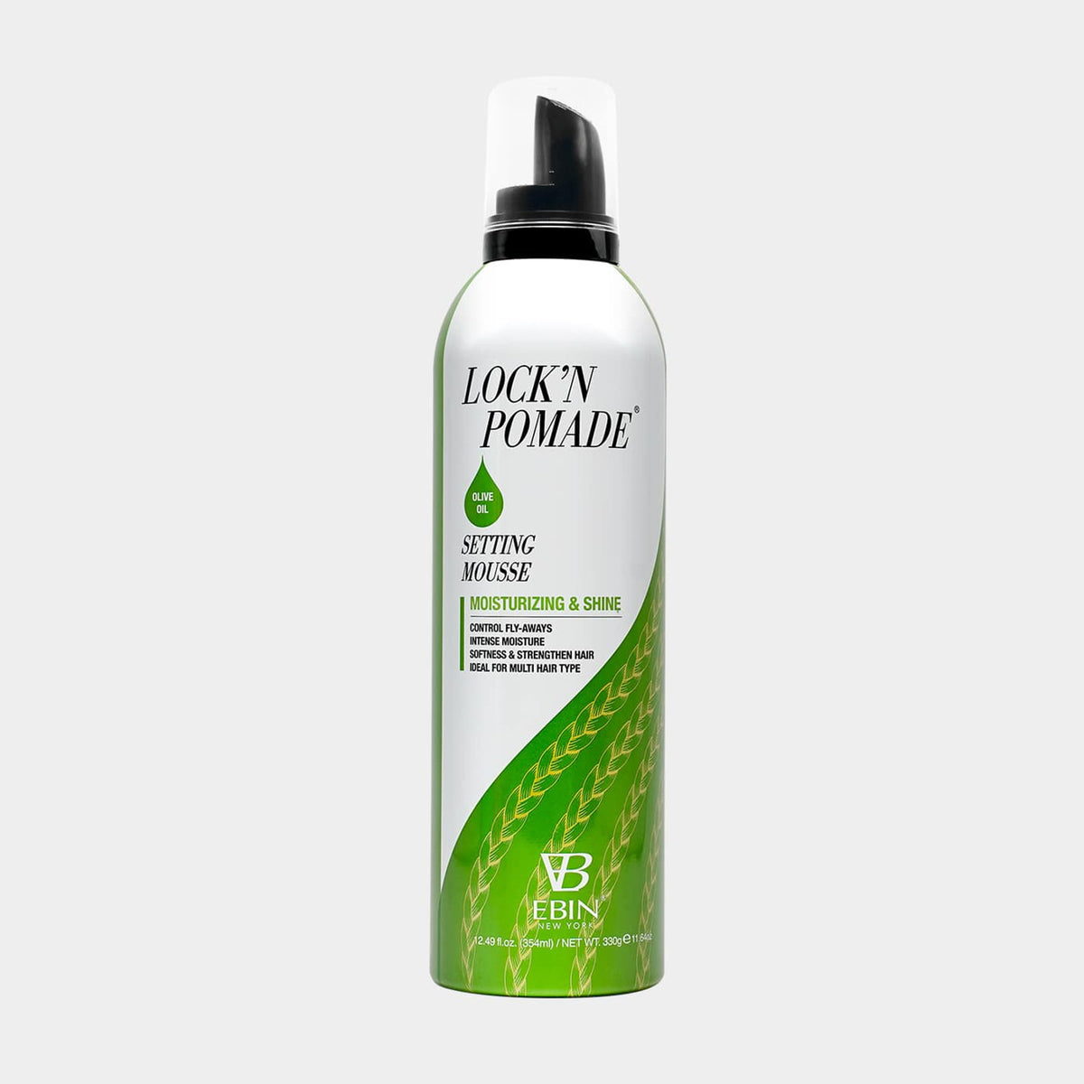 Ebin New York Braid Formula Setting Mousse - Moisturizing & Shine (Olive Oil) 12.49oz / 354ml (LPSM02)