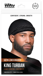WavEnforcer Satin-Lined Braided King Turban – Black