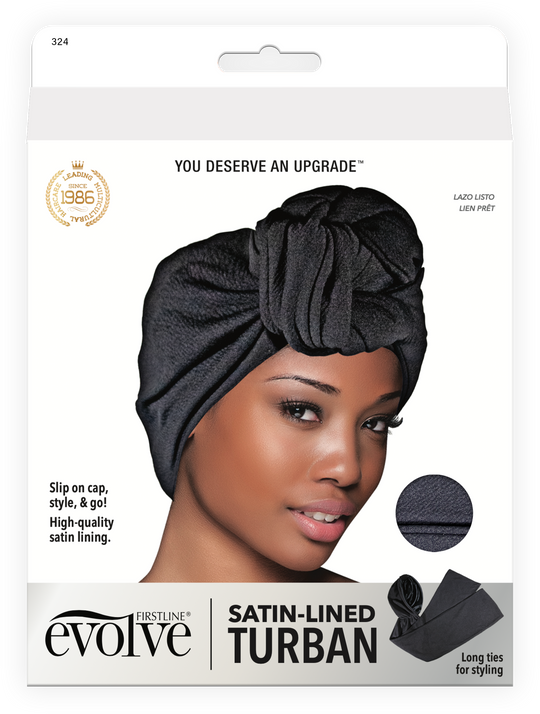 Evolve Satin-Lined Turban - Black
