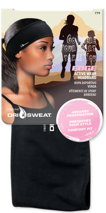 DriSweat Womenâ€™s Active Wear / Edge Headband - Black