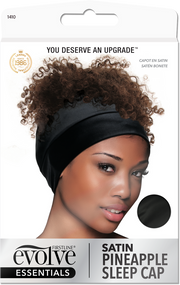 Evolve Satin Pineapple Sleep Cap - Black