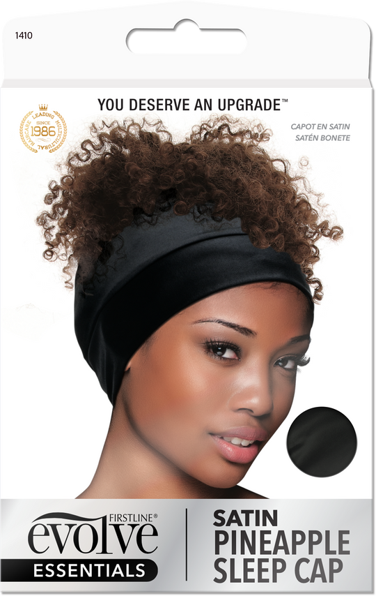 Evolve Satin Pineapple Sleep Cap - Black