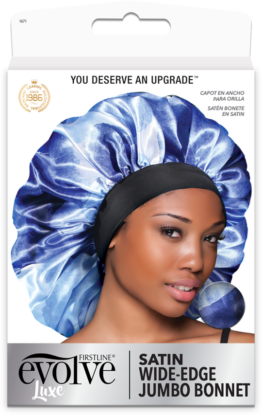 Evolve Satin Wide-Edge Jumbo Bonnet - Blue Watercolor