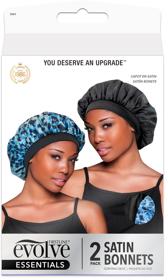 Evolve Satin Bonnets 2-Pack - Multi Print/Black
