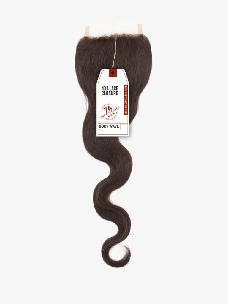 Unprocessed Virgin Human Hair 4x4 Lace Closure - 7A Body Wave 18" #Natural