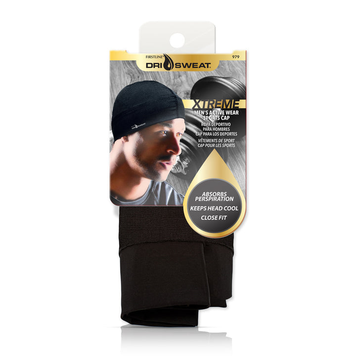 DriSweat Menâ€™s Active Wear / Xtreme Sports Cap - Black