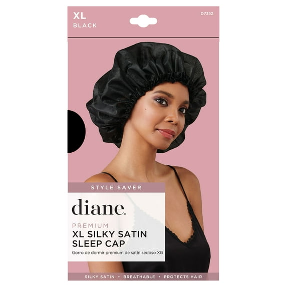 D7352 Premium XL Silky Satin Sleep Cap Black