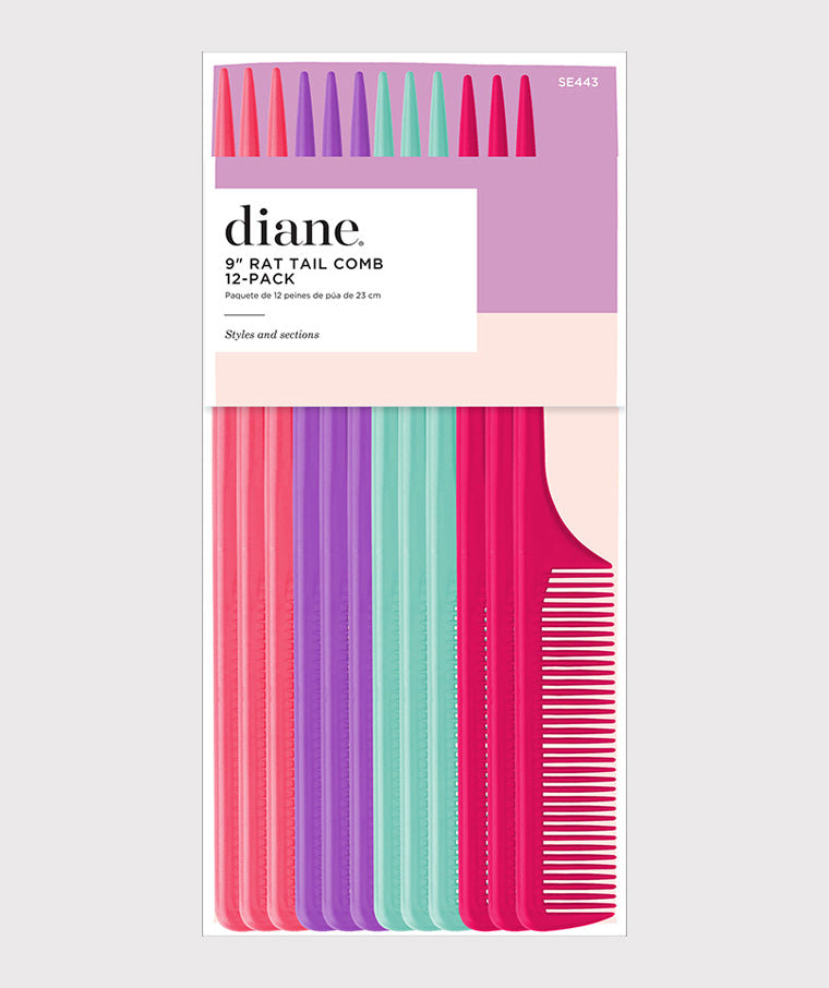 SE443 9" Rat Tail Comb 12-pk Assorted Colors