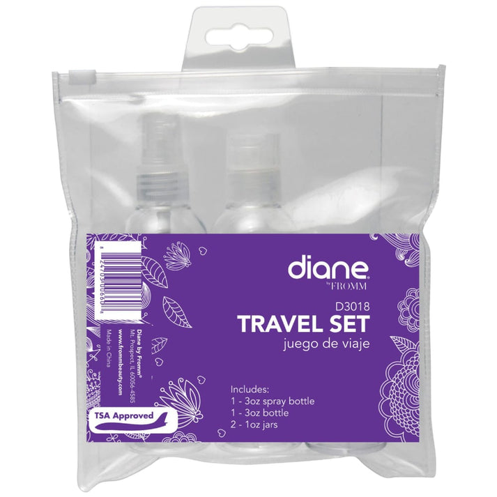D3018 Travel Set: Two 3 Oz. Bottles, Two 1 Oz. Jars in Zip Top Pouch Clear