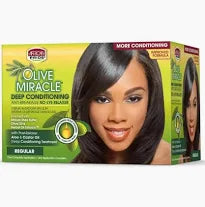 African Pride Olive Miracle Deep Conditioning Anti-Breakage No-Lye Relaxer - Regular