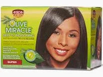 African Pride Olive Miracle Deep Conditioning Anti-Breakage No-Lye Relaxer - Super