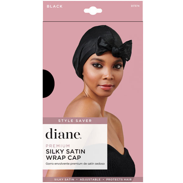 D7374 Premium Silky Satin Wrap Cap Black