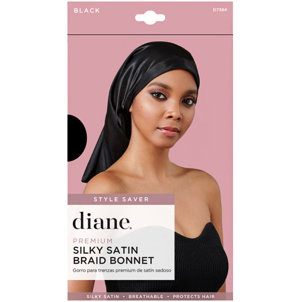 D7384 Premium Silky Satin Braid Bonnet Black