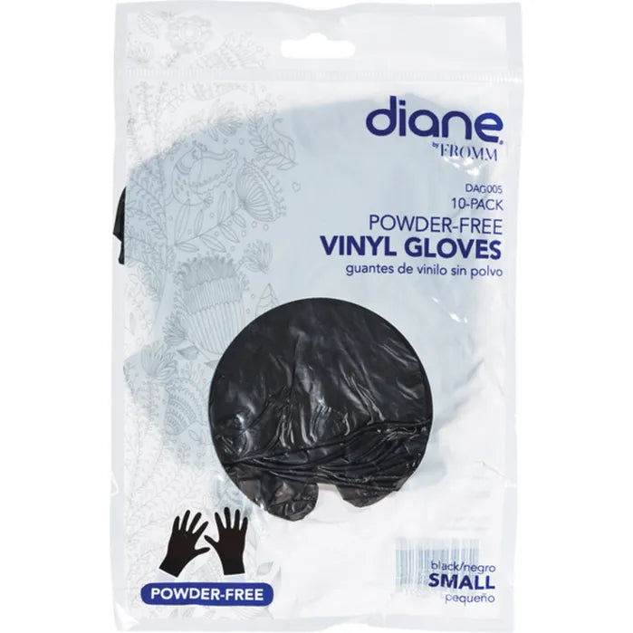 DAG005 Powder-Free Vinyl Gloves Small 10-pack Black