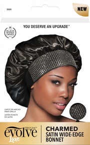 Evolve Charmed Satin Wide-Edge Bonnet - Black/Silver
